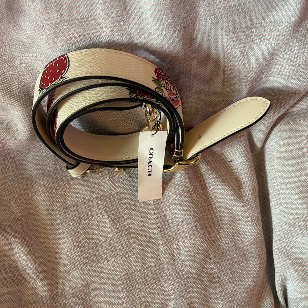 Coach Women's Chalk white and Red strawberry Leather bag strap